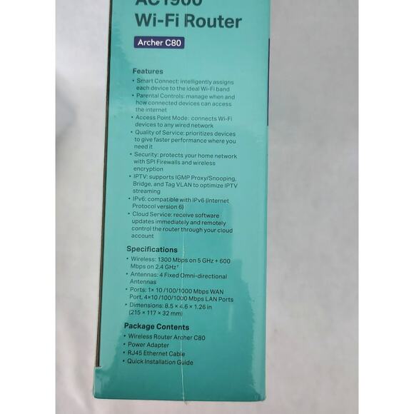 TP-Link AC1900 Wireless MU-MIMO WiFi Router Dual Band Archer C80 NEW SEALED - Picture 3 of 5